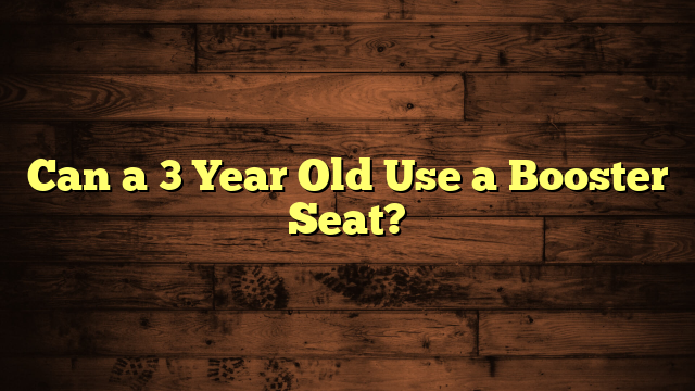 Can a 3 Year Old Use a Booster Seat?