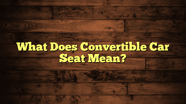 What Does Convertible Car Seat Mean?